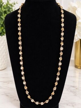 Nordstrom Gold Bead and Clear Crystal Station Necklace